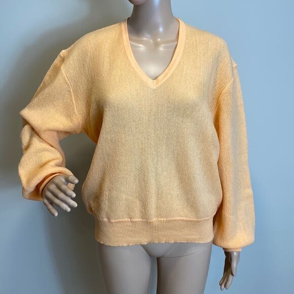Larrimor’s quanpaca wool drop shoulder orange pullover sweater size L - Picture 1 of 8